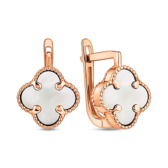 Фото Серьги из красного золота с перламутром (арт. 110715/8п)