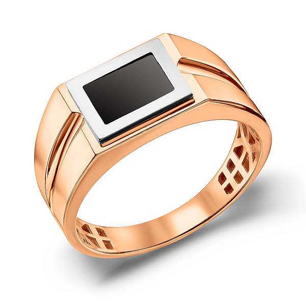 Печатка з червоного золота з оніксом (арт. 180541кбо) – зображення 1