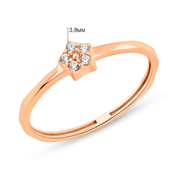 Кольцо из красного золота с фианитами (арт. 156458) – изображение 5