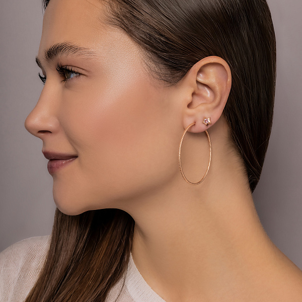 Одиночная серьга из красного золота с фианитом (арт. 102801рЯ) – изображение 3