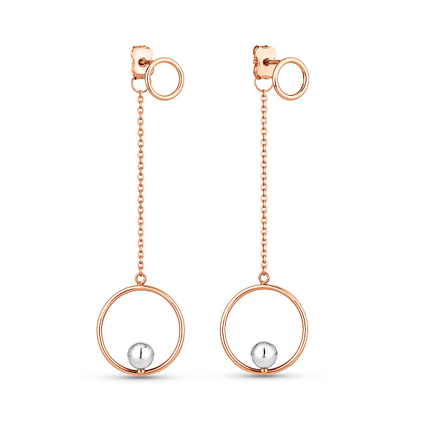 Сережки-подвески из красного золота (арт. 107739кб) – изображение 1