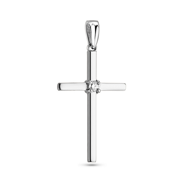 Крестик из белого золота с бриллиантом (арт. 3100787202) – изображение 1