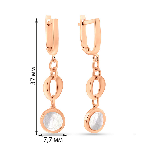 Сережки-підвіски з золота з перламутром (арт. 109513п) – зображення 3