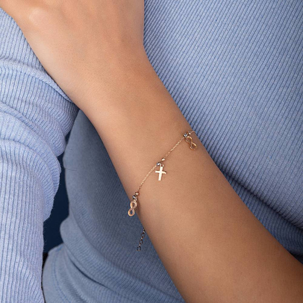 Браслет из красного и белого золота с подвесками (арт. 326377кб) – изображение 2