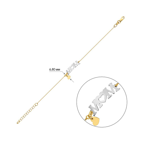 Браслет "Mom" из желтого и белого золота (арт. 325427жб) – изображение 2