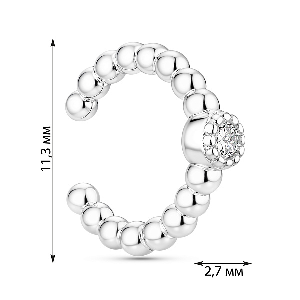 Серебряная каффа-моносерьга с фианитом (арт. 7502/9128я) – изображение 2