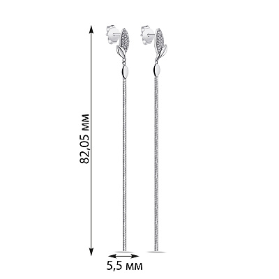 Длинные серьги из серебра с фианитами (арт. 7518/6814)