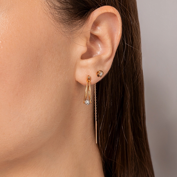 Серьги-цепочки из красного золота (арт. 110824) – изображение 2