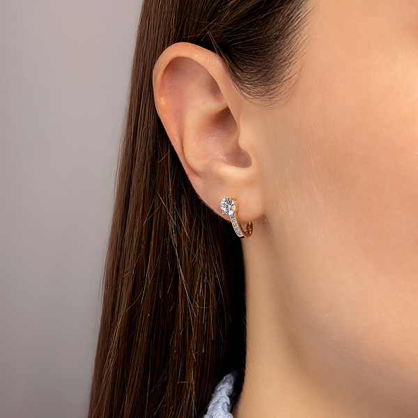 Сережки з червоного золота з фіанітами (арт. 111264) – зображення 2