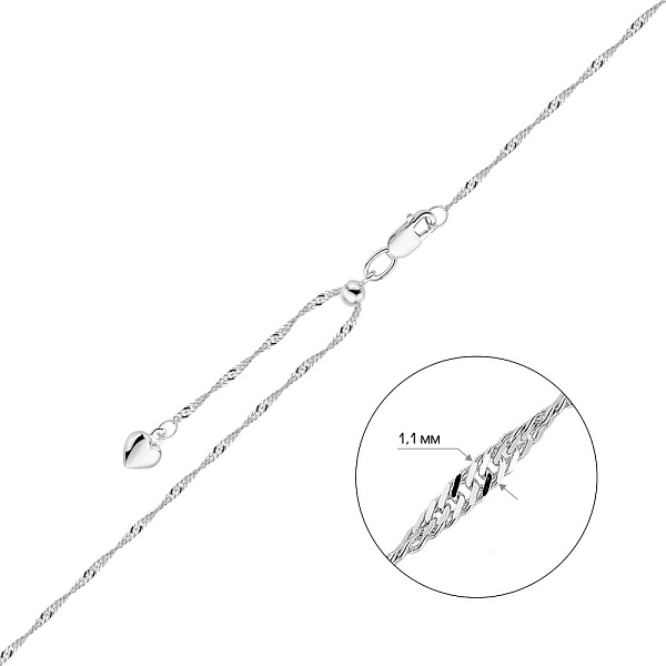 Золотая цепочка плетения Сингапур с регулируемой длиной (арт. ц303203бз) – изображение 3