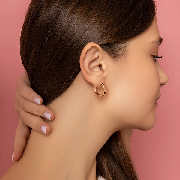 Сережки з червононого золота без каміння (арт. 1091777м) – зображення 4