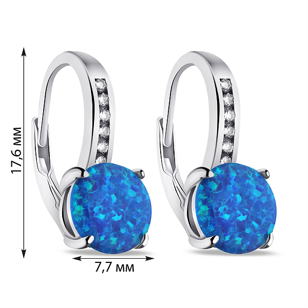 Сережки зі срібла з синім опалом (арт. 7502/9475Пос) – зображення 2