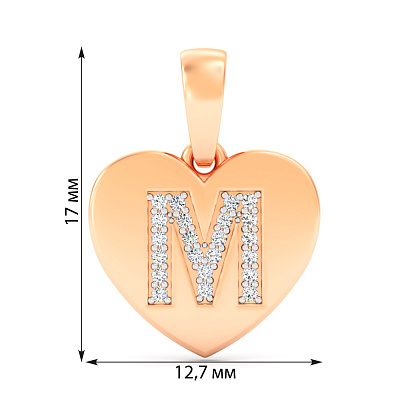 Золотой кулон Буква М с фианитами  (арт. 440986)