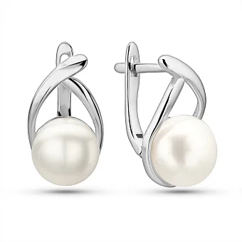 Серебряные серьги с жемчугом (арт. 7502/2186885жб)