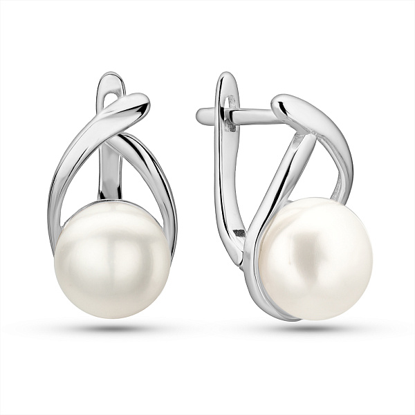 Срібні сережки з перлами (арт. 7502/2186885жб) – зображення 1