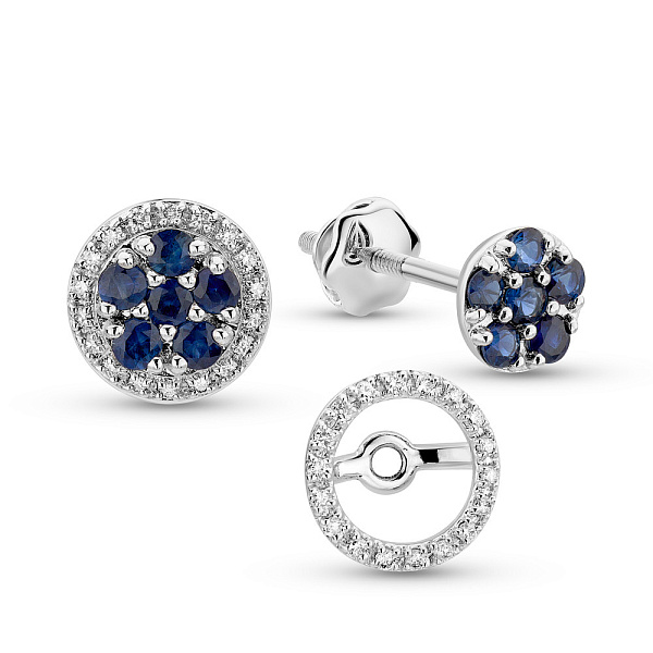 Золотые пусеты с сапфирами и бриллиантами (арт. С341651010бс) – изображение 1