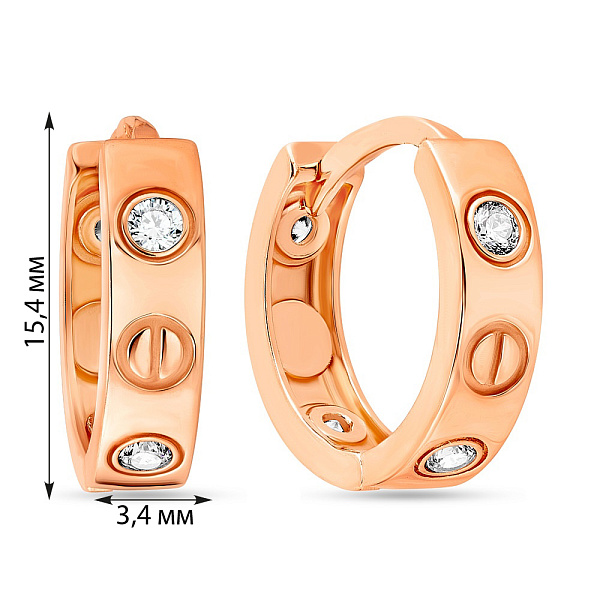 Сережки-конго з червоного золота (арт. 106110/15) – зображення 4