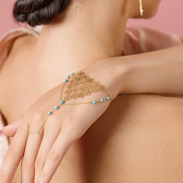 Золотой слейв-браслет Francelli с бирюзой (арт. 3261038жБ) – изображение 5
