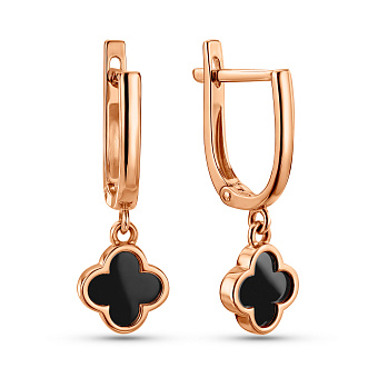 Фото Золотые серьги с эмалью (арт. 1101270еч)