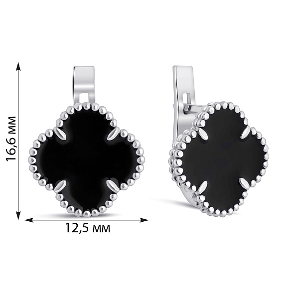 Срібні сережки Конюшина з емаллю (арт. 7502/1017/1ечсю) – зображення 2