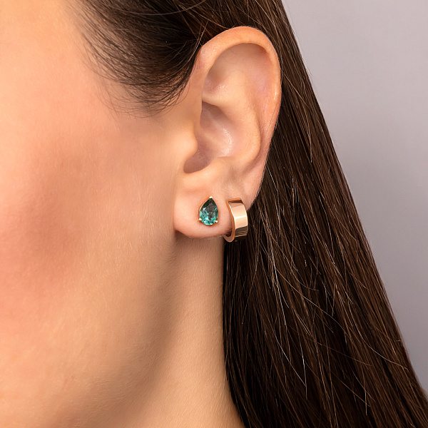 Двухсторонняя золотая cерьга в одно ухо (арт. 110448кбЯ) – изображение 2