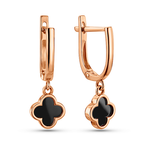 Золотые серьги с эмалью (арт. 1101270еч) – изображение 1