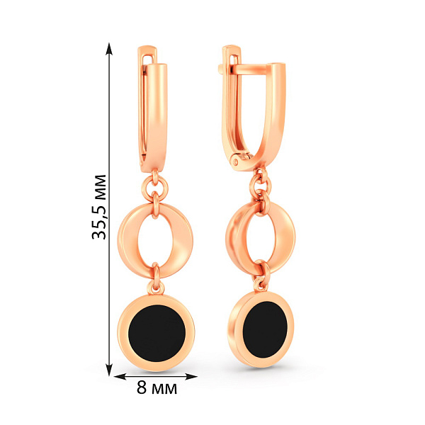 Золотые серьги-подвески с эмалью Лýна (арт. 110025еч) – изображение 4