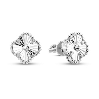 Серьги из белого золота Клевер без камней (арт. 1091721/9ба)