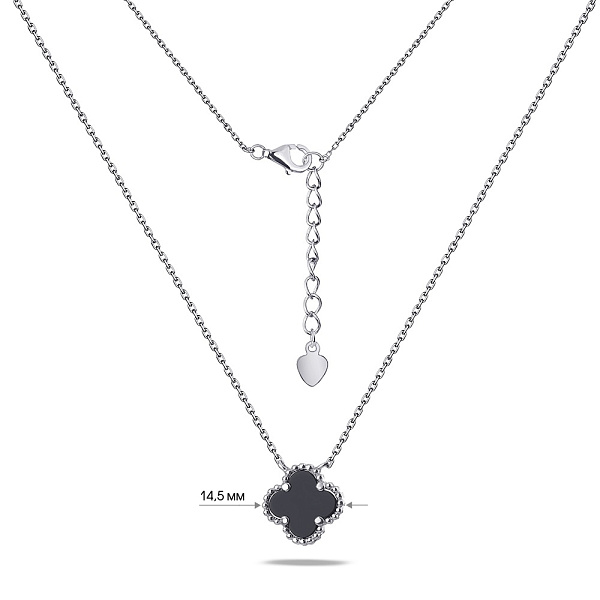 Кольє зі срібла з оніксом "Клевер" (арт. 7507/470/15о) – зображення 3