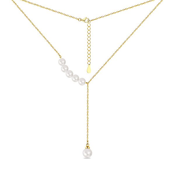 Серебряное колье с жемчугом и желтым родированием (арт. 7507/1446жжб) – изображение 2