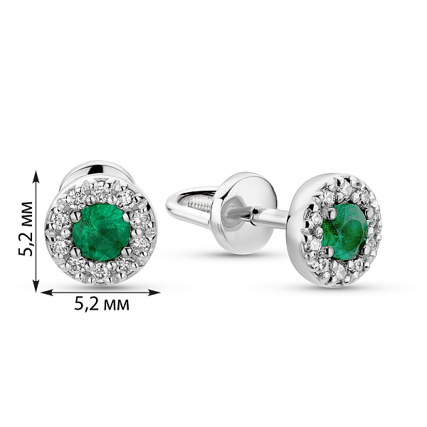 Золотые пусеты с изумрудом и бриллиантами  (арт. 2109848202и) – изображение 5