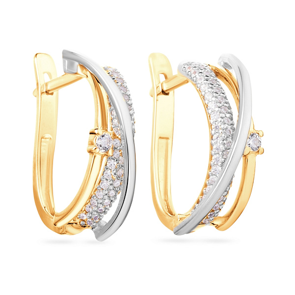 Золотые серьги Синергия с фианитами (арт. 110178ж) – изображение 1