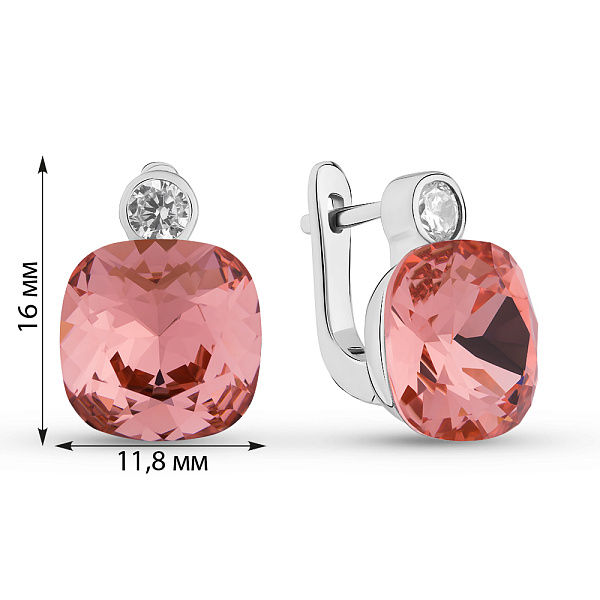 Сережки зі срібла з рожевими і білими фіанітами (арт. 7502/2184621цр) – зображення 2