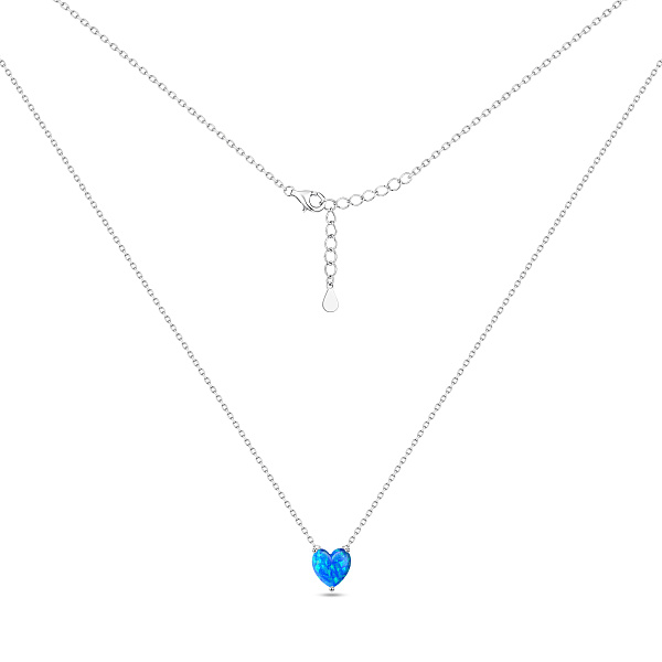 Серебряное колье с подвеской сердце с опалом (арт. 7507/2618Пос) – изображение 2