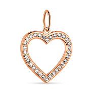 Классический подвес "Сердце" из золота с фианитами  (арт. 424474)