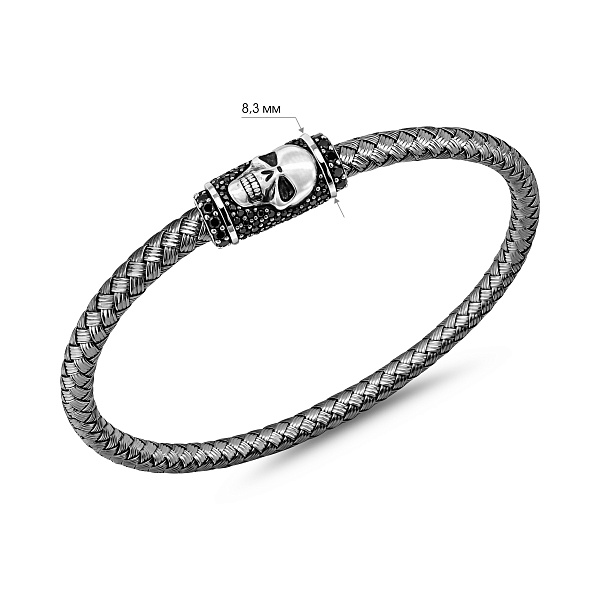 Срібний жорсткий браслет з чорними фіанітами (арт. 7909/4346ч) – зображення 2