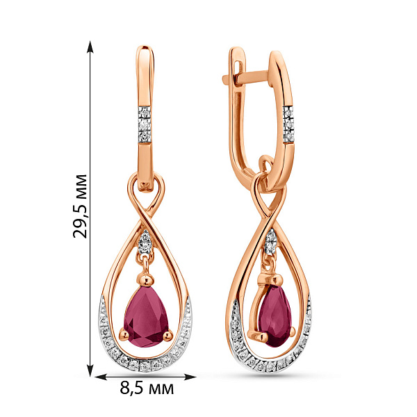Сережки з червоного золота з рубіном і діамантами (арт. С011108р) – зображення 3