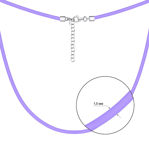 Ювелирный шнурок из каучука с серебряным замком (арт. 7607/1774ф) – изображение 2