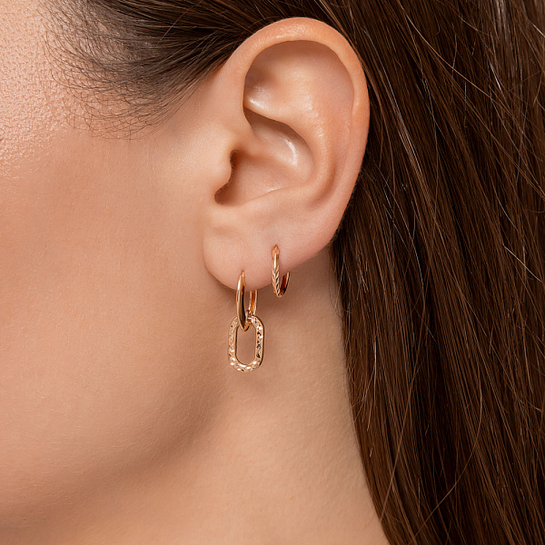 Серьги-кольца из красного золота с алмазной гранью (арт. 121904/10) – изображение 3