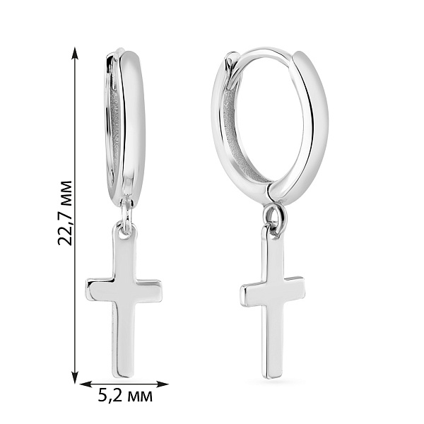 Серебряные серьги-крестики с подвесками  (арт. 7502/4600/10) – изображение 2