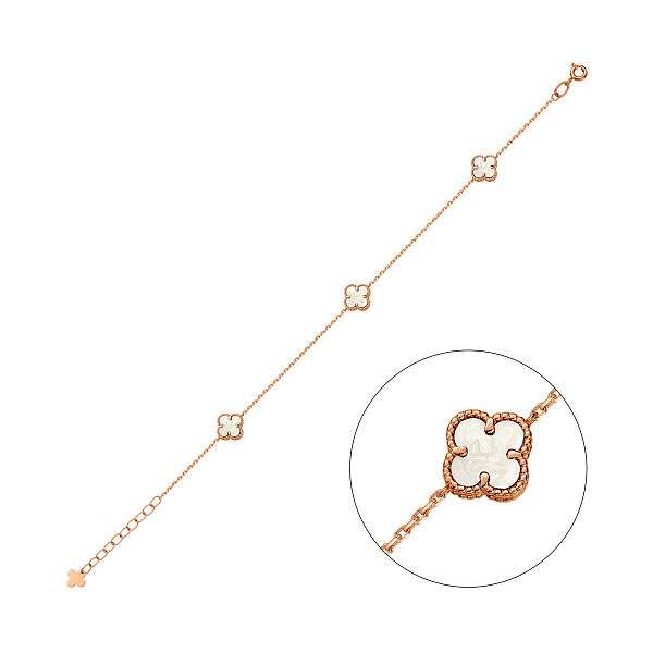 Золотий браслет Конюшина з перламутром (арт. 341494/7п) – зображення 1
