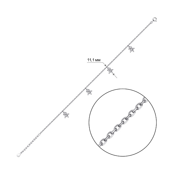 Серебряный браслет с подвесками и фианитами (арт. 7509/4759н) – изображение 2