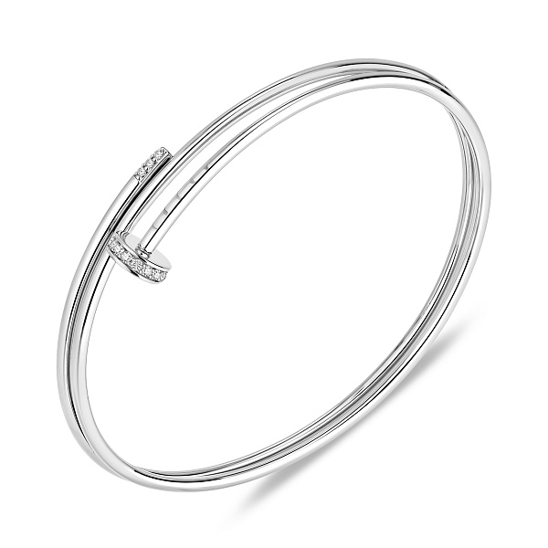 Золотой жесткий браслет с фианитами (арт. 3261417б) – изображение 1
