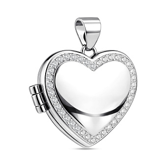 Фото Срібна підвіска Серце для фотографії з фіанітами (арт. 7503/4493)