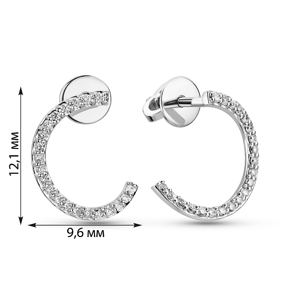 Серьги-пусеты из белого золота с бриллиантами (арт. Т011261015б) – изображение 3