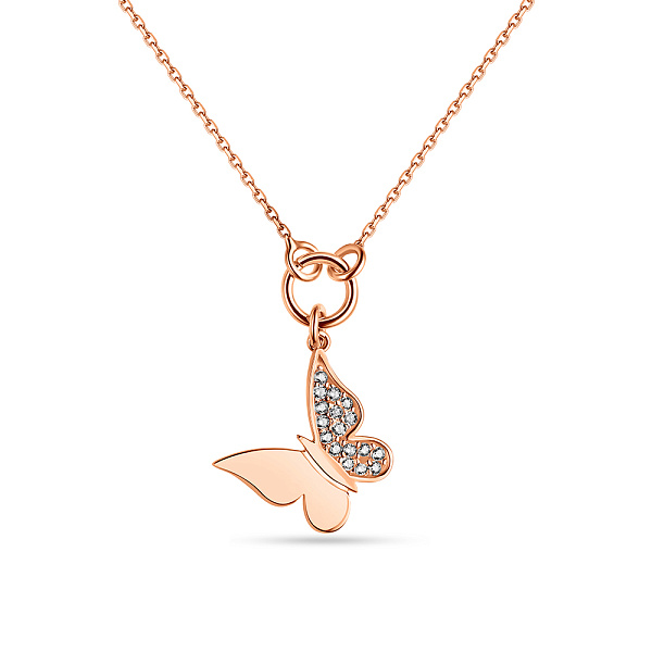 Кольє з червоного золота "Метелик" з фіанітами (арт. 352199) – зображення 1