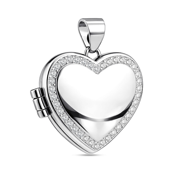 Срібна підвіска Серце для фотографії з фіанітами (арт. 7503/4493) – зображення 1