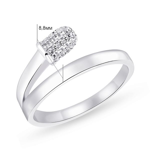 Срібна каблучка "Сірник" з фіанітами (арт. 7501/5701) – зображення 2