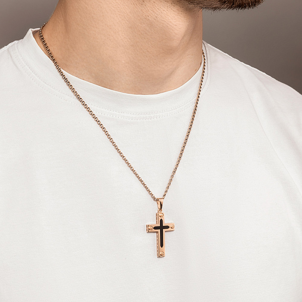 Хрестик з червоного золота з емаллю  (арт. 4401035/35еч) – зображення 3