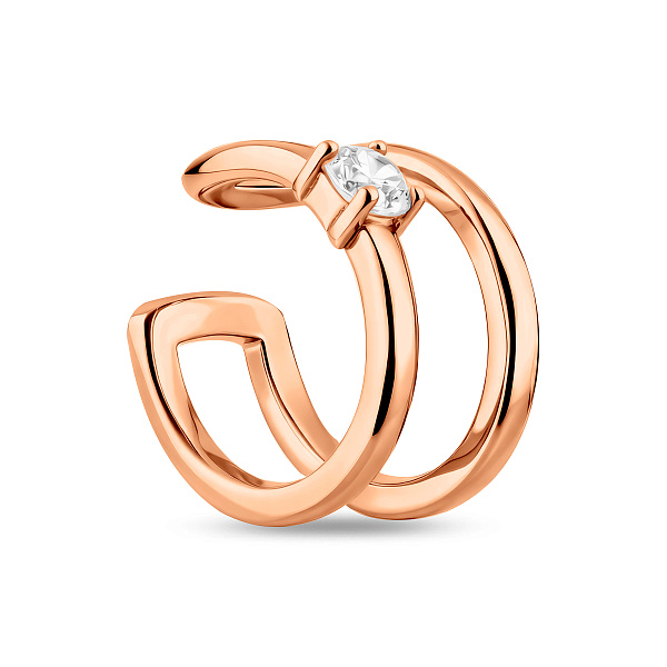 Подвійна каффа-cережка на одне вухо з золота з фіанітом (арт. 110855Я) – зображення 1